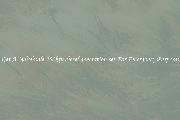 Get A Wholesale 250kw diesel generation set For Emergency Purposes
