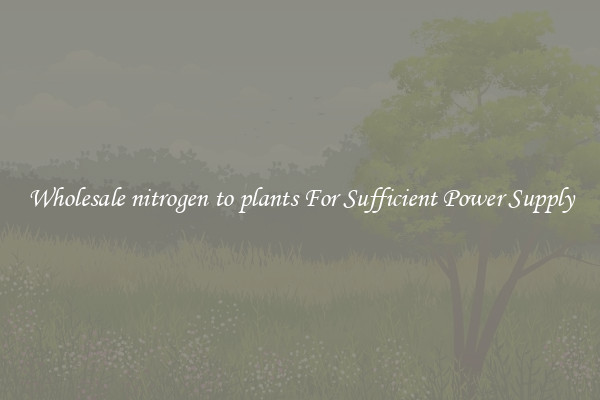 Wholesale nitrogen to plants For Sufficient Power Supply